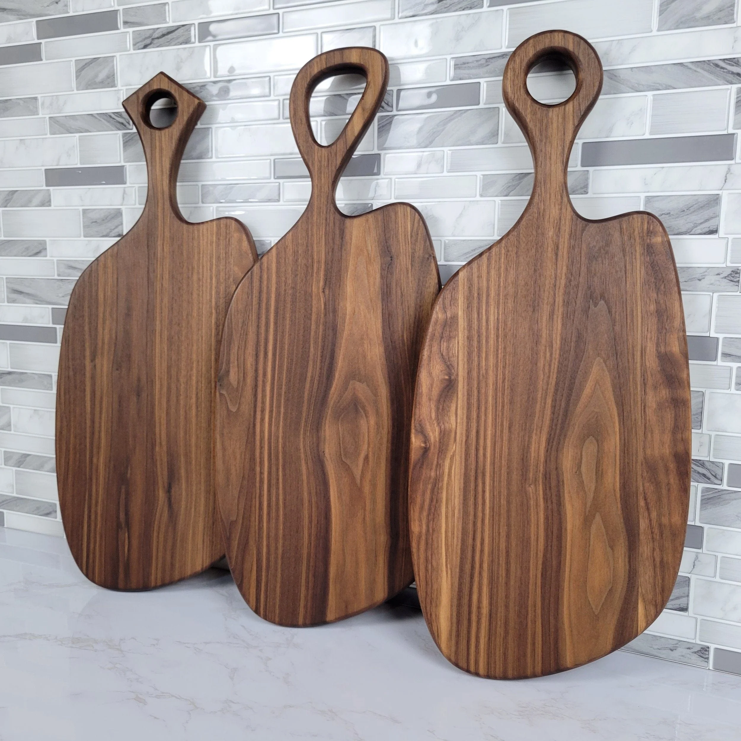 Black Walnut Charcuterie Board with Organic Curves and Handle - Image 6