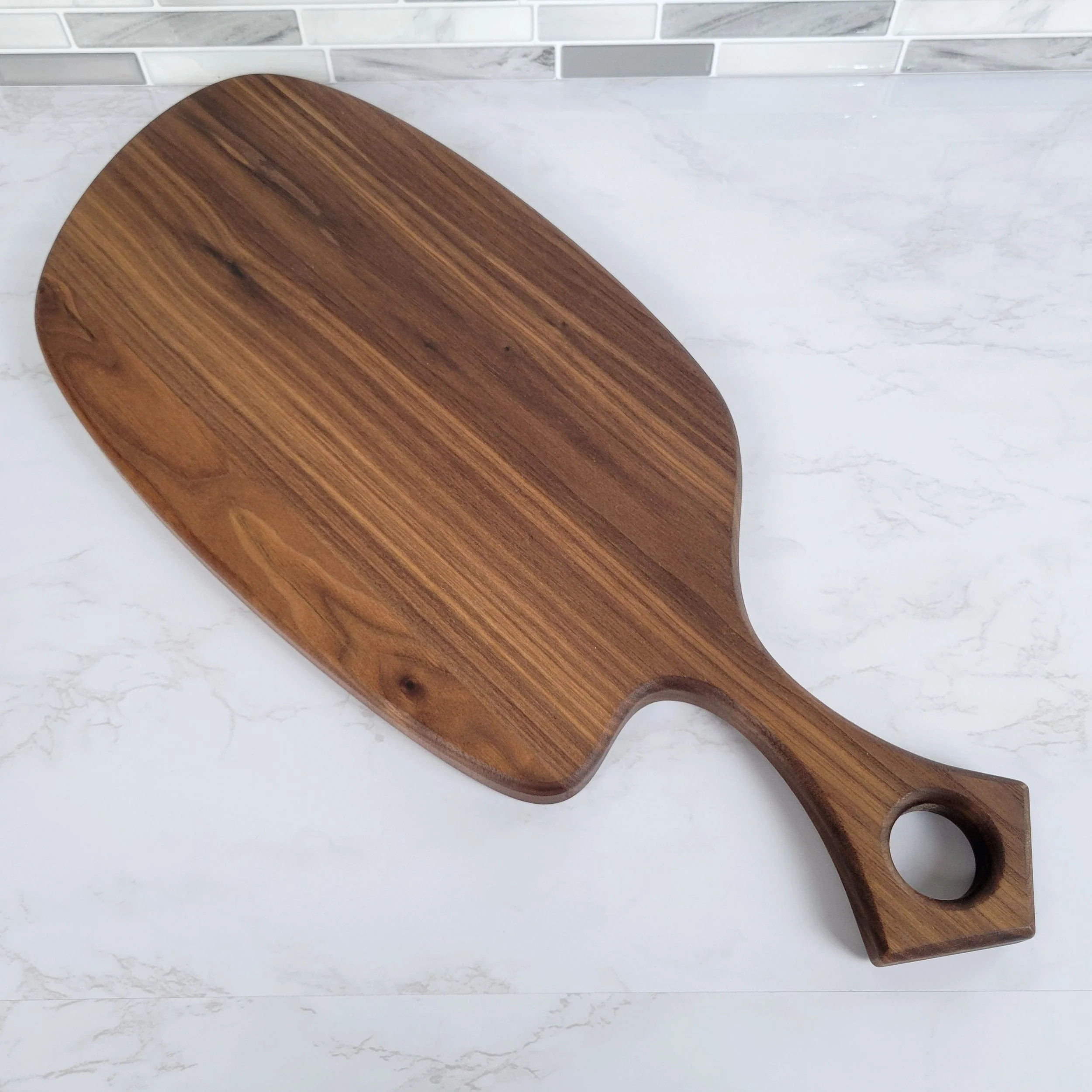 Black Walnut Charcuterie Board with Organic Curves and Modern Handle - Image 3