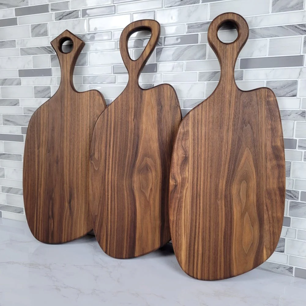 Black Walnut Charcuterie Board with Organic Curves and Modern Handle - Image 6