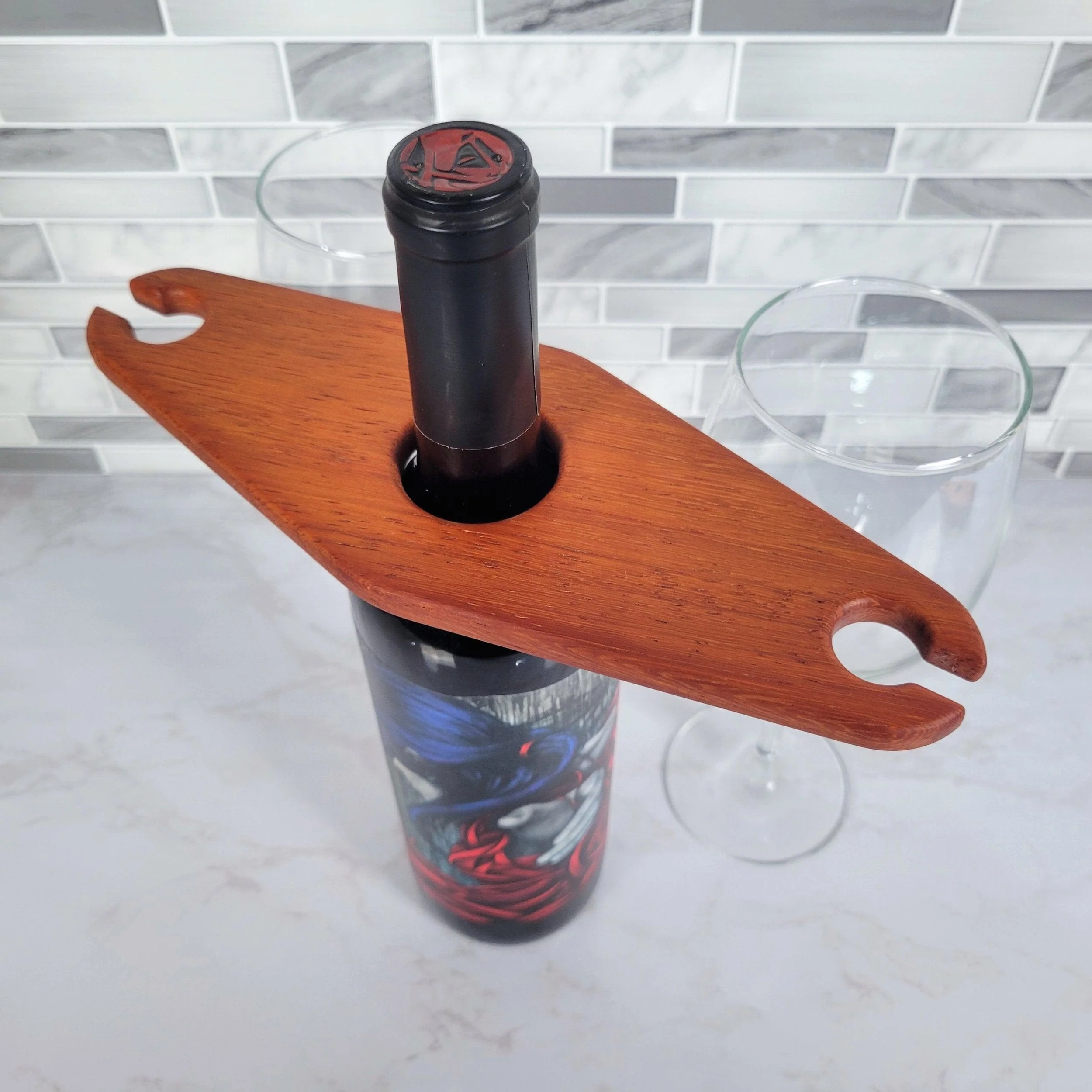 Compact Classic Wine Caddy | African Padauk - Image 3