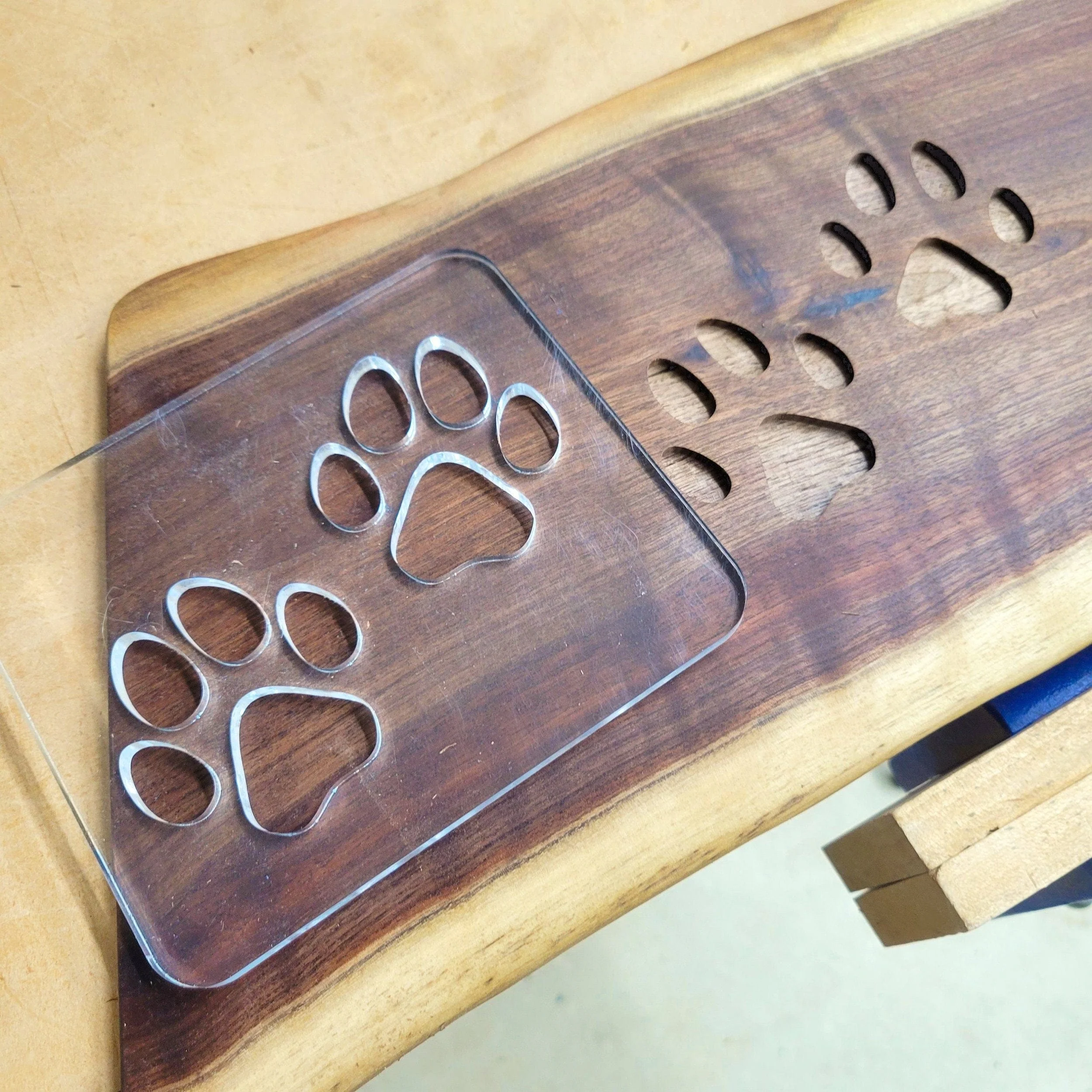 Double Paw Print Inlay Acrylic Router Template - Image 3