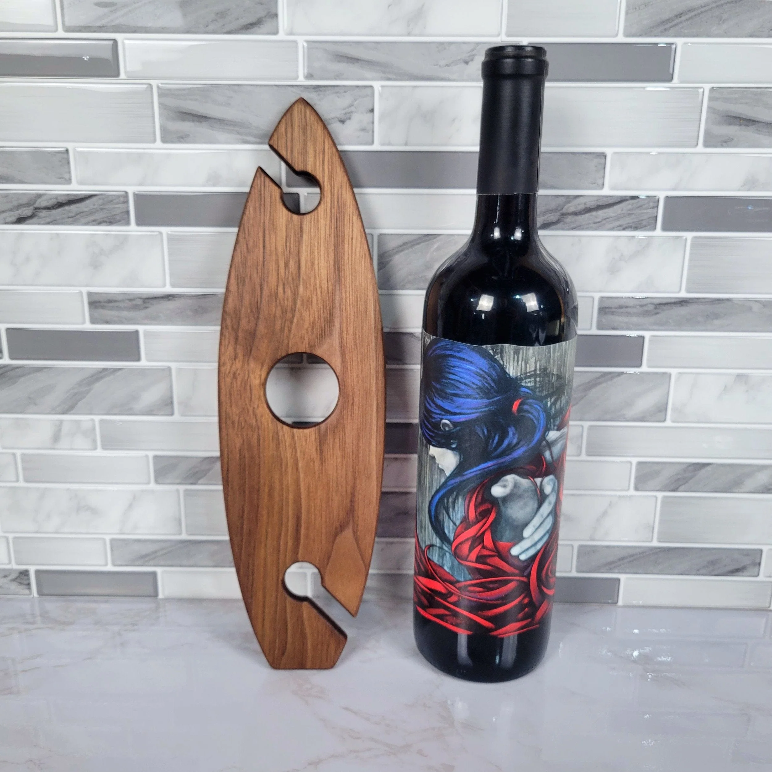 Surfboard Wine Caddy | Black Walnut - Image 7